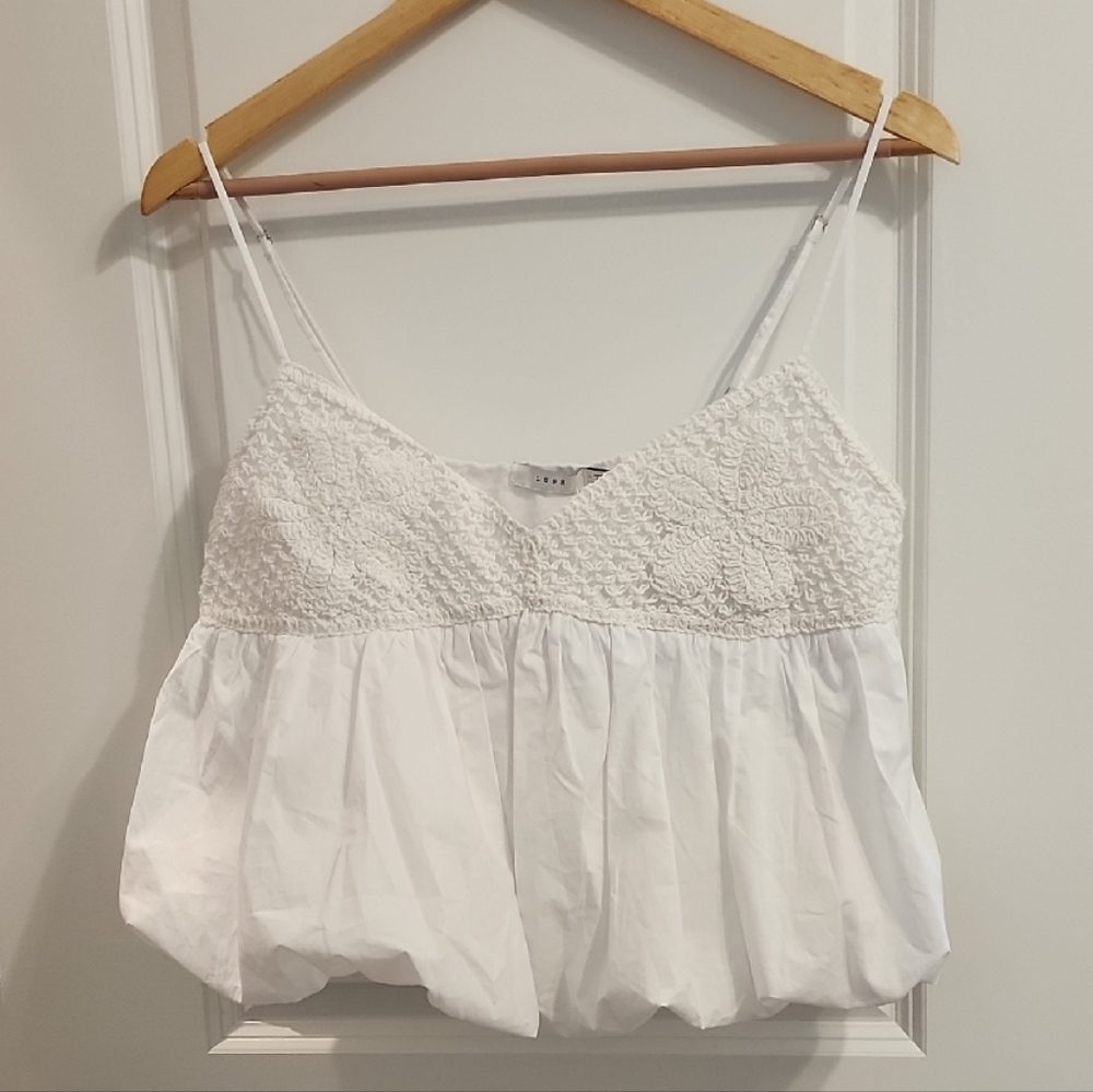Lush White Lace-Trim Camisole Tank Top
